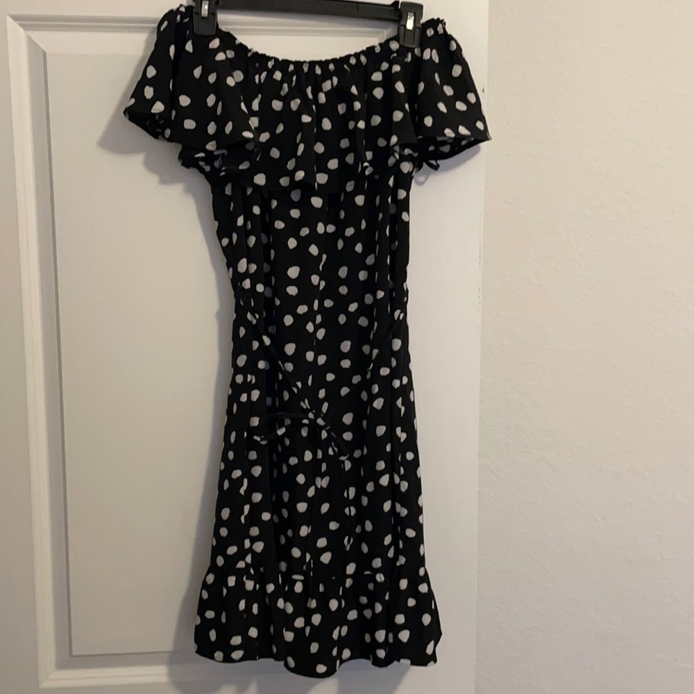 Off the shoulder polka dot dress